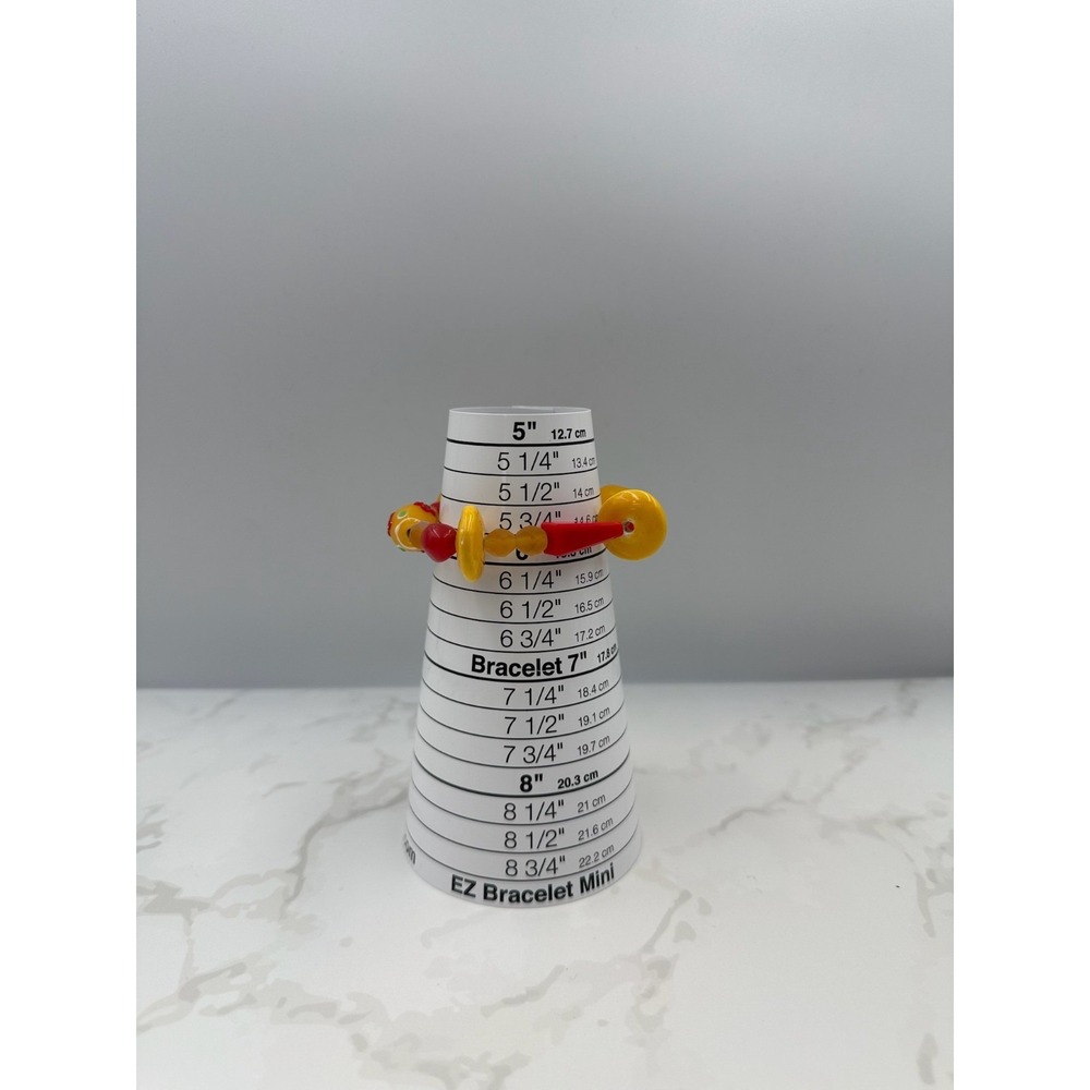 Vintage Handmade Womens Red Yellow Glass Scarlet Beaded Stretch Fashion Bracelet - Picture 3 of 8